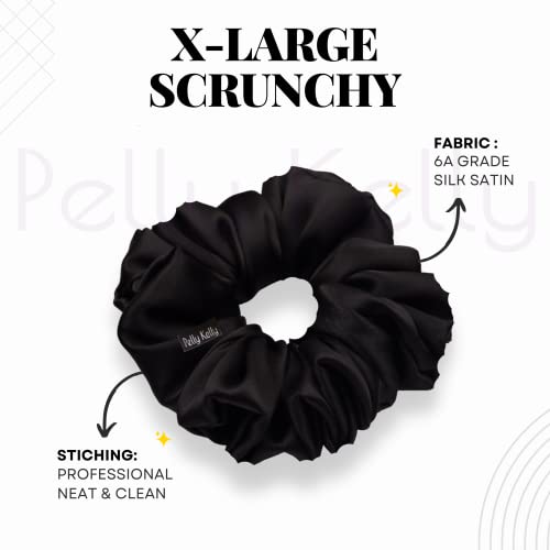 Image of Satin Scrunchies Hair Bands for Women | No-Damage Elastic Hair Ties for Ponytails & Buns | Fluffy & Stylish Rubber Bands | Extra Large Size | Pack of 5