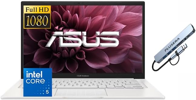 ASUS Vivobook 14" FHD Business Laptop Computer, Intel Core 5 120U (10-core) Processor, 40GB RAM 1.5TB Storage (1TB SSD+512GB PLUSERA Docking Set), Windows 11 Pro, AI Copilot, Vanilla Basil