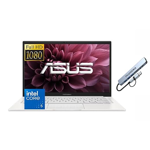 ASUS Vivobook 14" FHD Business Laptop Computer, Intel Core 5 120U (10-core) Processor, 16GB RAM 1TB SSD, Windows 11 Pro, AI Copilot, Camera Privacy Shutter, PLUSERA 8-in-1 Hub Included, Quiet Blue