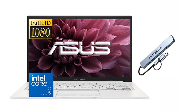 Image of ASUS Vivobook 14 inch FHD Business Laptop Computer, Intel Core 5 120U (10-core) Processor, 16GB RAM 1TB Storage (512GB SSD+512GB PLUSERA Docking Set), Windows 11 Pro, AI Copilot, Vanilla Basil