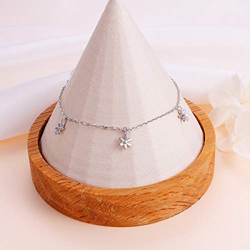 Daochong Flower Anklet For Women S925 Sterling Silver Adjustable Foot Plus Ankle Bracelet #TOP3
