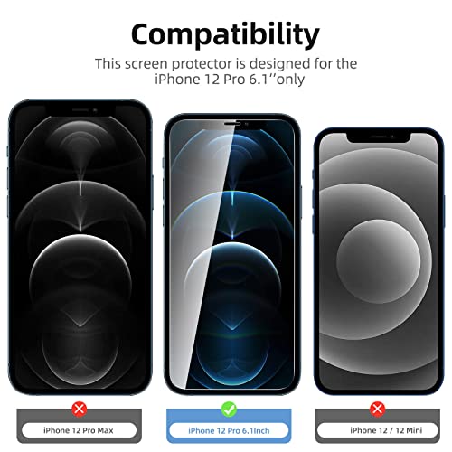 NEW'C 4 Pack, 2 Pack for iPhone 12 Pro Screen Protector + 2 Pack Camera Lens Protector - Image 2