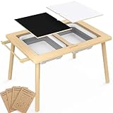 Easyego Sensory Table for Toddlers Kids Play Wooden Sand Water Table with Double-Sided Board & Foldable Storage Bins for Indoor and Outdoor Use, Birthday Gifts for Boys and Girls