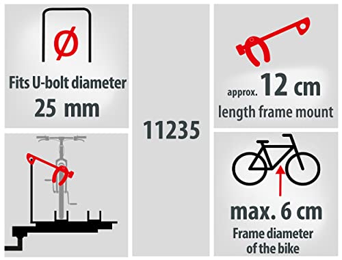 EUFAB 11235 Rahmenhalter kurz, abschließbar, für U-Bügelrohr: Ø 2,5 cm, 12 cm Länge