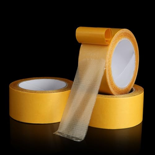 ASelected 3Pcs 50Mmx20M Double Sided Tape Side Carpet Tape Double Sided Heavy Duty Carpet Tape Multi-Purpose For Wooden Floors No Residue