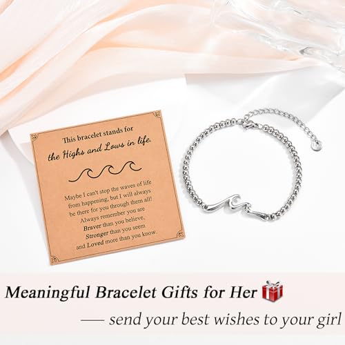 Inspirational Gifts for Women, Wave of Life Inspirational Bracelet, Thinking of You Cheer Up Get Well Encouragement Gifts for Women Friends, Life is Tough But So are You3