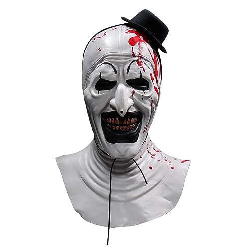 Masque de cosplay Art the Clown et chapeau evil joker creepy en latex bloody