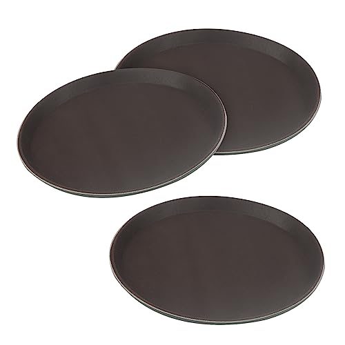 JAPCHET 3 Pcs 11 Inch Small Non-Slip Round Serving Tray - 28cm Bar Tray for Food, Drink, Coffee, Tea