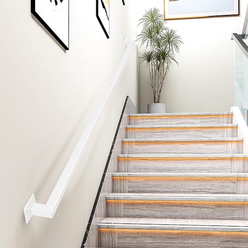 Pasamanos de pared para escaleras, barandilla de hierro forjado, balaustrada de acero galvanizado de metal, 180 cm de longitud