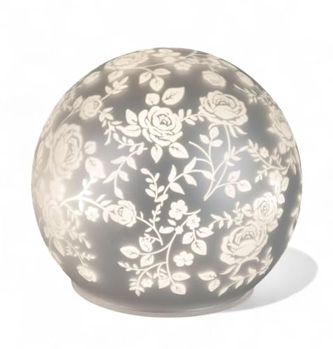 formano LED Deko-Kugel matt Silber Rosenmotiv - 10cm Glaskugel...