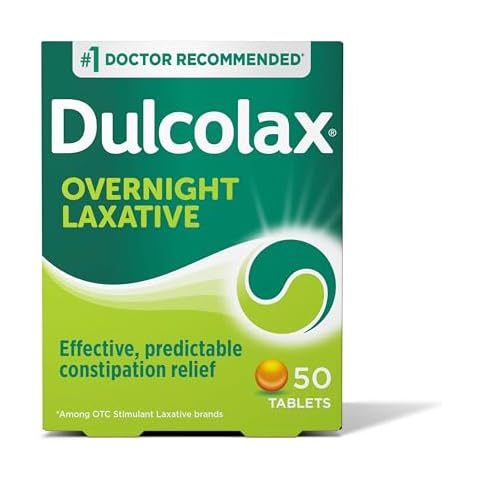 Dulcolax Stimulant Laxative Tablets, Predictable & Effective Constipation Relief, Relieves Straining & Bloating, Bisacodyl 5 mg, 50 Count Cover