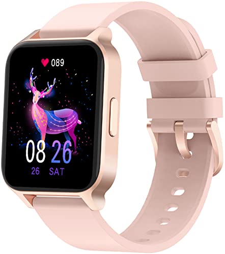 Smart Watch Schrittzähler Uhr Damen Touchscreen 1.65 Zoll Fitness Tracker Smartwatch mit Schlafmonitor Blutdruck Pulsmesser Musiksteuerung Sportuhr für Damen Herren Kompatibel IOS Android Cover