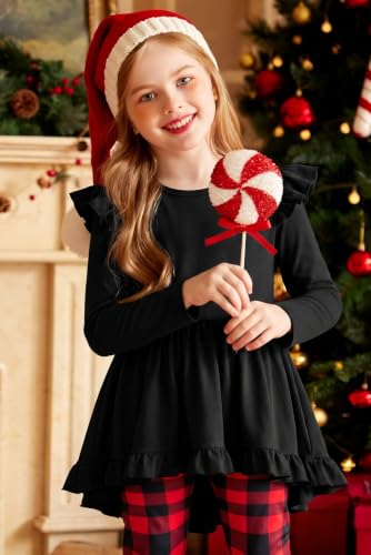 Image of Arshiner Toddler Girl Clothes Ruffle Trim Long Sleeve Pullover Top and Floral Print Leggings Fall Outfits Kids Clothing Sets