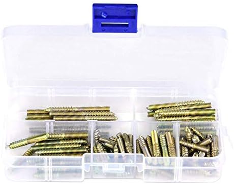 110Pcs Dowel Screw Iron Double Ended Screw, M4 x 16/20/25/30/35/40mm, Zinc Plating Self-tapping Screws, Hanger Bolts M4 for Wood to Wood Furniture Connector