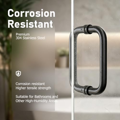 Ranbo Glass Shower Door Handle, 6" Hole Spacing, Matte Black by Ranbo - Used condition - Image 4