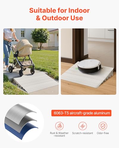 Vevor Rampa Per Soglia Porta, Altezza 155 Mm, Rampa Per Soglia In Lega Di Alluminio Con Capacità Di Carico Nominale Di 362,8 Kg, Per Disabili Per Gradini Domestici Per Sedie A Rotelle, Scooter - 4