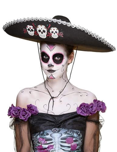 DEGUISE TOI Sombrero Dia de los Muertos silber - schwarz - Schwarz