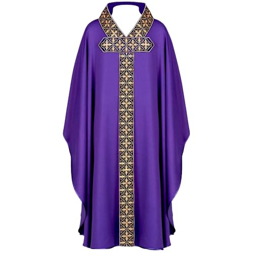 Bata de sacerdote para hombres y mujeres, casulla morada, capa me...