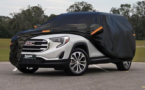 Image of Kayme 7 Layers SUV Car Cover Custom Fit for GMC Terrain (2010-2025) Waterproof All Weather for Automobiles, Outdoor Full Cover Rain Sun UV Protection.Black