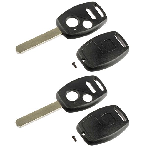 Key Fob Keyless Entry Remote Shell Case & Pad fits Honda 2007-2008 Fit / 2005-2010 Odyssey / 2005-2008 Pilot / 2006-2014 Ridgeline, Set of 2