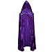 Produktbild Aisa Halloween-Umhang in voller Länge aus Knautschsamt mit Kapuze, Cosplay-Kostüm, violett, Einheitsgröße
