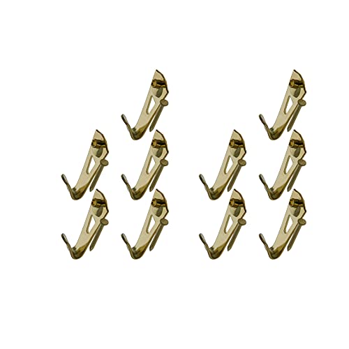 Image of Picture Hangers 1mm Thick Picture Hooks with Nails Professional Picture Hanging Kit, for Office Pictures Clock House Decoration Wall Mounting Brass Tone 10pcs
