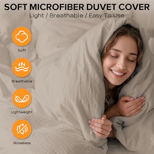 Cozyide Linen Duvet Cover Queen Size, 3 Pieces Bedding Duvet Covers, Soft Breathable Seersucker Duvet Cover Set with Zipper Closure and Corner Ties (1 Duvet Cover 90"x90" + 2 Pillow Shams 20"x26") by Cozyide - Used condition - Image 4