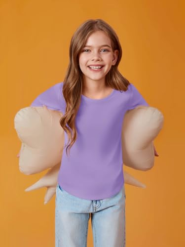 Image of Haloumoning Girls Puff Long Sleeve Shirts Fall Tops 5-14Y | Casual,Solid Color,Crewneck, Soft, Tunic Tops Blouse,Kids Long Sleeve T Shirt,,Fashion Clothes