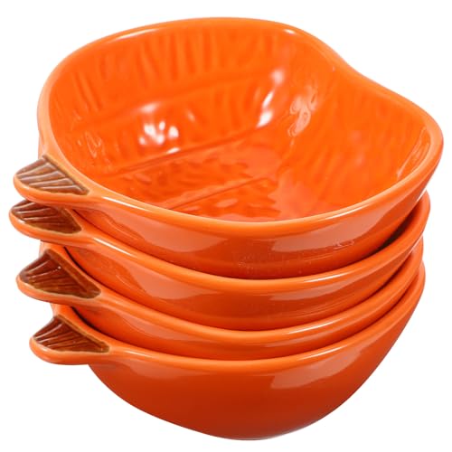 Ipetboom Juego de 4 Cuencos de Salsa de Cerámica Forma de Calabaza Naranja, Resistentes al Calor y Perfectos para Servir Dulces en Cenas y Aperitivos