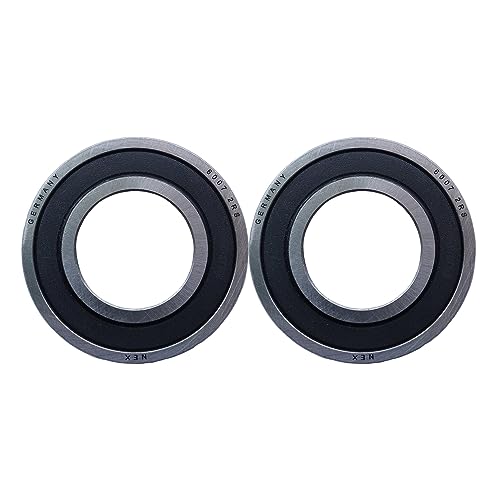 NEX 6007 2rs 2uds Rodamiento de Bolas 35x62x14mm Doble Junta de Goma y Acero Cromado, 6007-2rs Rodamiento de Bolas Sellado