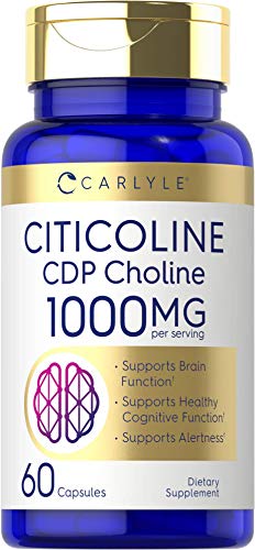 Citicoline CDP Choline 1000mg | 60 Capsules | Highest Potency Per Capsule | Non-GMO, Gluten Free Supplement | by Carlyle