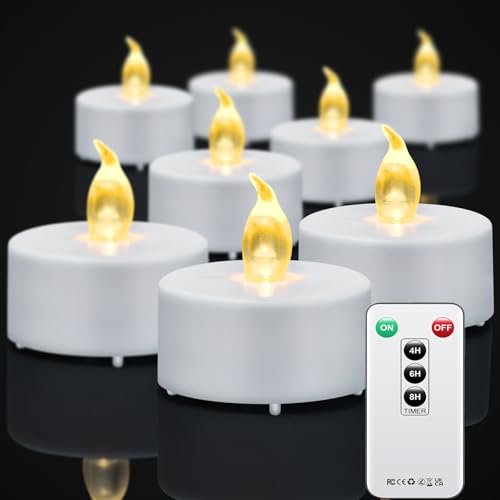 Image of Tea Light Candles with Remote Control,24pack Flickering Flameless LED Candle,Long Lasting 400+Hours,Battery Operated with Timer for Home Decoration Seasonal &Festival Celebration WarmYellow