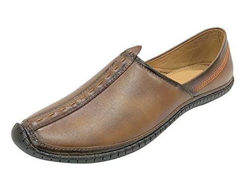Image of Punjabi Mojaris Mens Shoes Cream Wedding for Groom,Traditional Indian Footwear Ethnic Peshawari Slippers