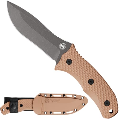 TRAILGUARD Camping & Tactical Fixed Blade Knife, Stainless Steel Blade, Grippy FRN Scales, Sheath, Built For Campers, Preppers, Hunters, Fishermen, Survivalists, Handymen, Boaters, Bug Out Bag (Rustic Canyon)