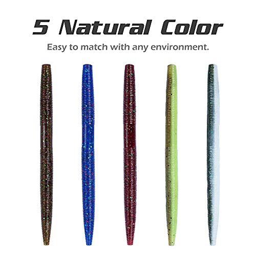 Bombrooster Rubber Worms Senkos 4" 5" Salt Impreatation Soft Plastic Lures Kit Bass Fishing #TOP2