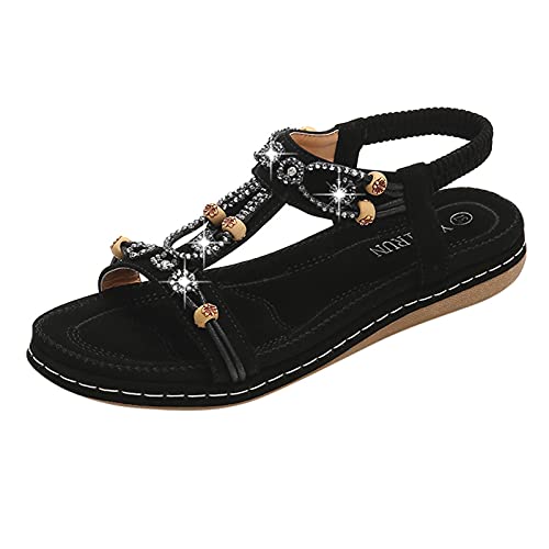 Femme Sandales à Compensées Plates Plateforme Été Et Nu-Pieds Plateforme Plate Chaussures plates à plateforme Chaussures de plage Sandales Mode Confortable Sandales Été Bohème Sandales Confortables Cover