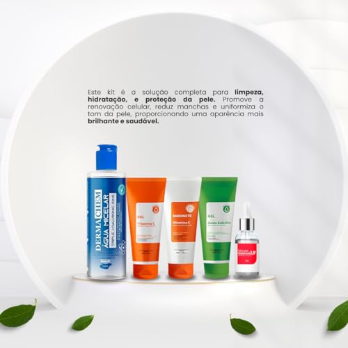Kit Esfoliante Facial Skin Care Dermachem Gel Hidratante Facial Vitamina C Sabonete Vitamina C Esfol