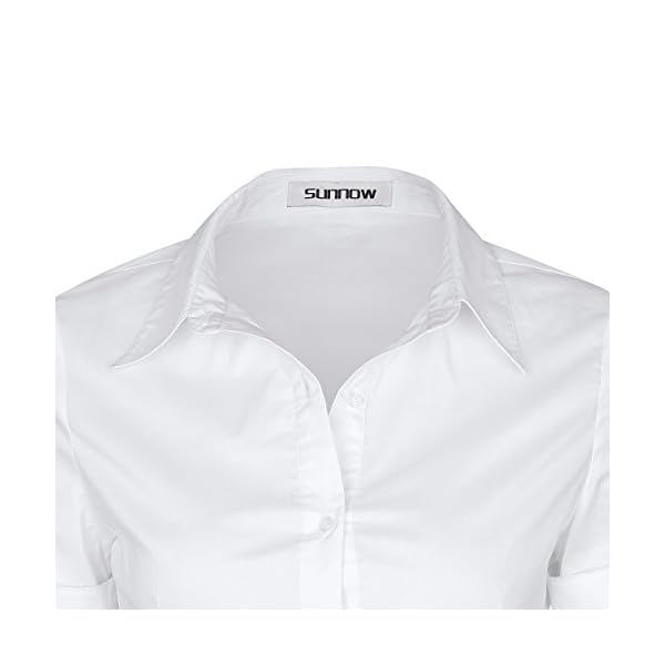 SUNNOW-Womens-Tailored-Short-Sleeve-Basic-Simple-Button-Down-Shirt-with-Stretch SUNNOW Womens Tailored Short Sleeve Basic Simple Button-Down Shirt with Stretch White