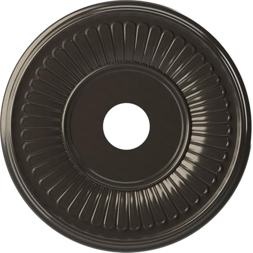 Image of Ekena Millwork CMP19BECCH Berkshire Thermoformed PVC Ceiling Medallion (Fits Canopies up to 8 3 /8 inch), 19 inchOD x 3 1 /2 inchID x 1 inchP, Metallic Charcoal