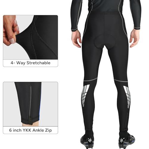 FDX Men’s Cycling Tights, Lightweight, Breathable, 3D Padded, Cycle Trousers, Outdoor Bike Riding Pants, Quick Dry, Highly Elasticated Bicycle Leggings (Black XL) - Image 3