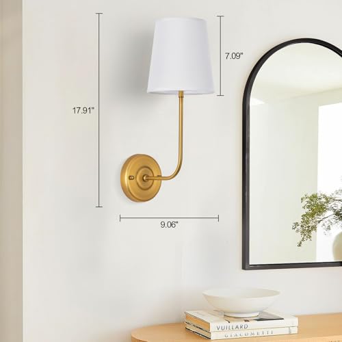 Image of Rechargeable Wall Sconces Set of 2,Battery Operated Brass Wall Sconce with Dimmable Bulb and Remote Control,Cordless Wall Sconce Lights for Living Room Decor