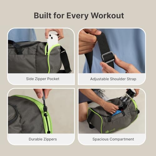 Image of Cult Foldable Unisex Duffle Bag 25L - Lightweight, Water-Repellent & Durable Gym and Travel Bag with Adjustable Shoulder Strap, Side Pocket & Strong Zippers - Olive