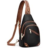 SYTRAH Anti Theft Sling Bag for Women, RFID Crossbody Purses Convertible Sling Backpack, Cross Body Purse Chest Bag for Travel Daily Use Black Brwon