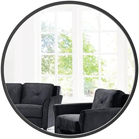 DIWEIMER Black Circle Wall Mirror 24 Inch Large Round Mirror, Metal Framed Wall Mirror, Vanity Hanging Decorative Mirrors for Bathroom Entryways, Washrooms, Living Rooms