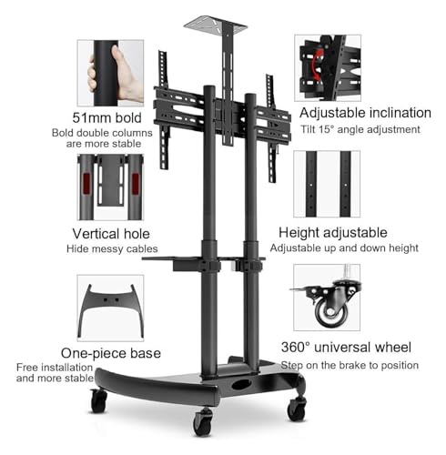 Soporte móvil para TV con ruedas, base universal miniatura 4