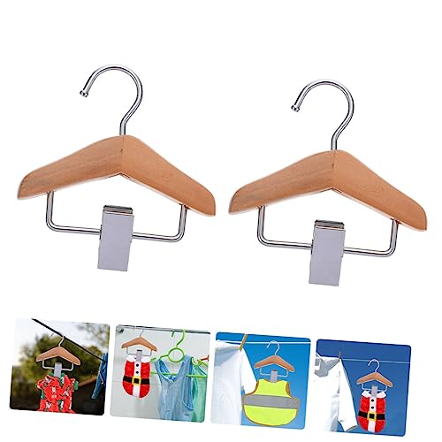 ORFOFE 2pcs Pet Hanger Pet Apparel Hangers Cat Clothes Small Hangers for Dog Clothes Pet Clothes Hooks Pet Clothes Hangers Clip Hanger Dog Apparel Hangers Baby Skirt Clip Miniature Wooden