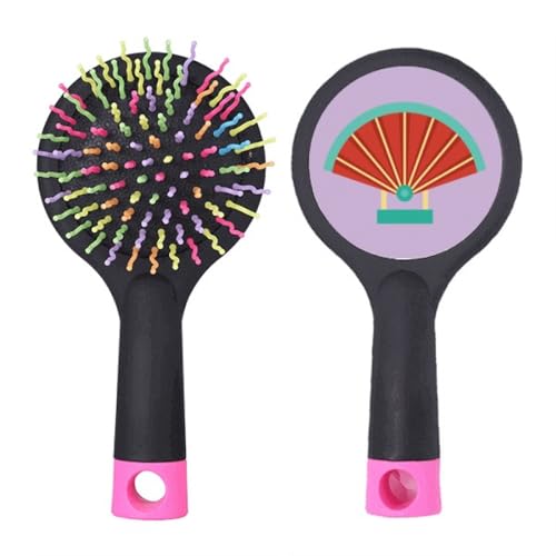 Brosse démêlante anti-nœuds avec base coussinée et design éventail chinois vintage