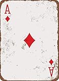 Eveokoki Metal Sign 12 x 16inches - Ace of Diamonds Retro Poker Man Cave Vintage Look Tin Sign Wall Decoration Bar Cafe Home Decor Plaque