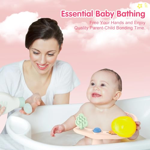 Image of Baby Bath Seat for Babies 6 Months & Up, Non-Slip Bath Seats for Babies Sitting up,Bath tub Seat with Suction Cups,Safe & Comfortable Bath Chair Baby, Pink