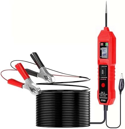 CT03 Power Circuit Tester, 6-24V DC Test Light Short Circuit, Automotive Component Electrical Polarity Identify Continuity Tester, Overload Protection